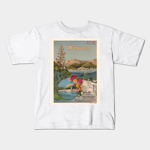 Monaco Bains de Mer Vintage Poster 1896 Kids T-Shirt by vintagetreasure